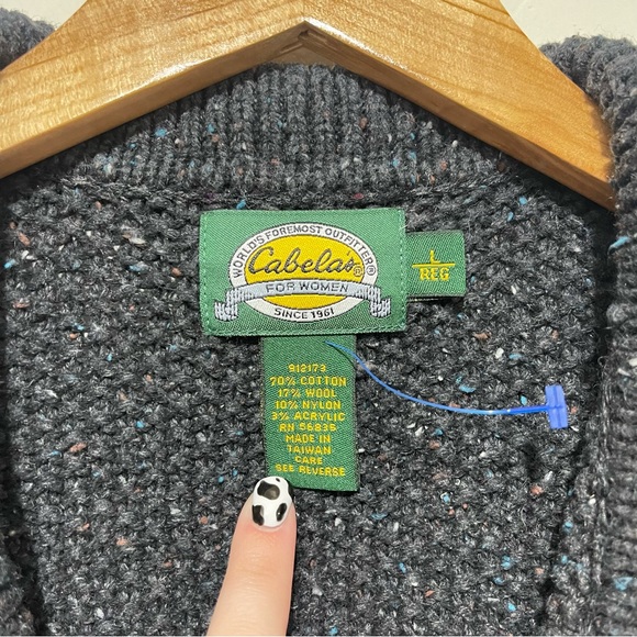 Vintage Cabela’s charcoal speckled chunky knit wool sweater (large) - Picture 4 of 4